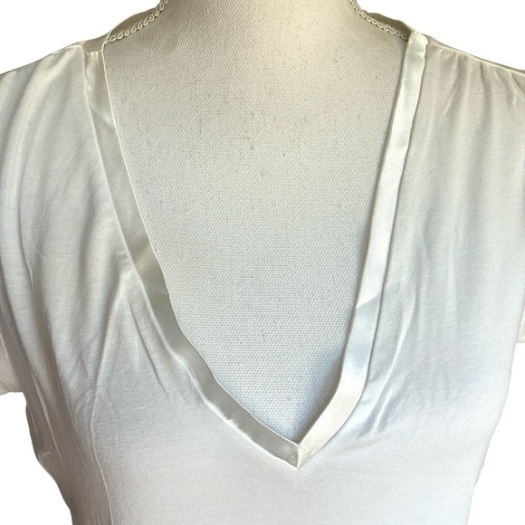 L.K.Bennett V-Neck Cap Sleeve Gathered Shoulder Top White XL - Picture 5 of 9